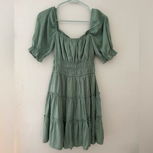 blue rain x francesca’s Green Ruffle Dress // Size S
